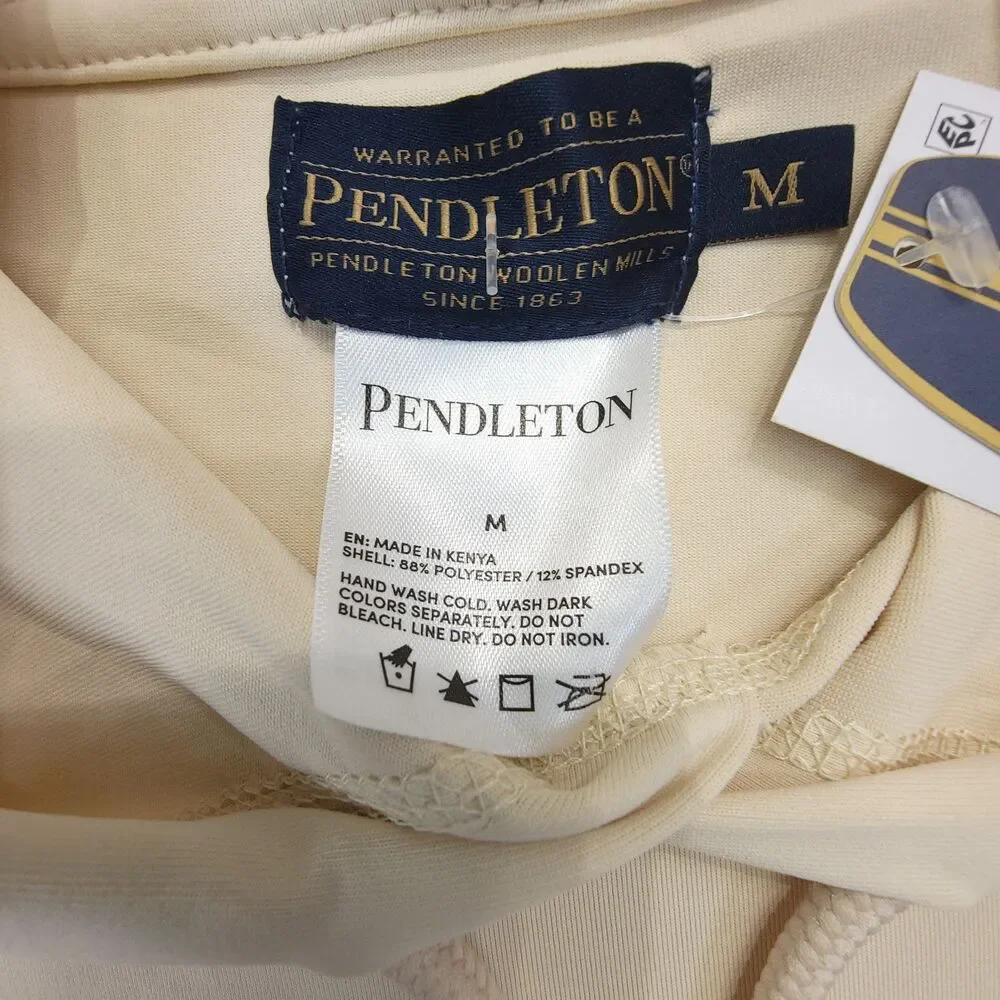 Pendleton Performance Hoodie Men's Medium Beige Sandshell Stretch Surf Rashguard
